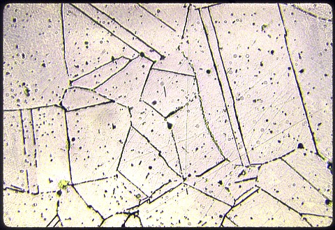 Failed 18-8 stainless steel at 500X etched electrolytically